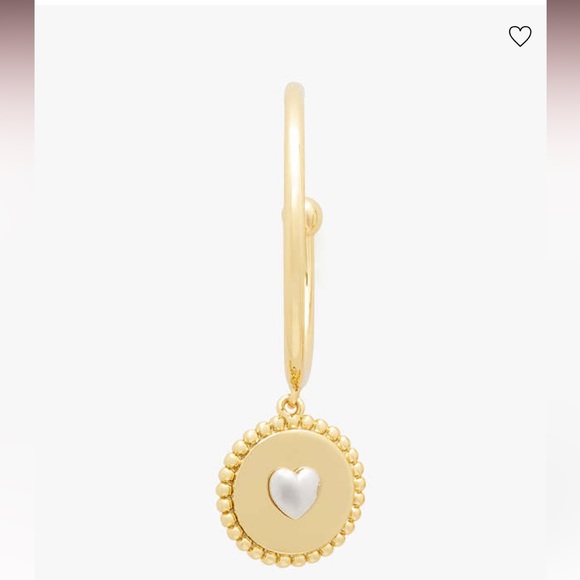 NWT Kate Spade hoop earring with heart charm in gold and diver heart - Picture 2 of 3